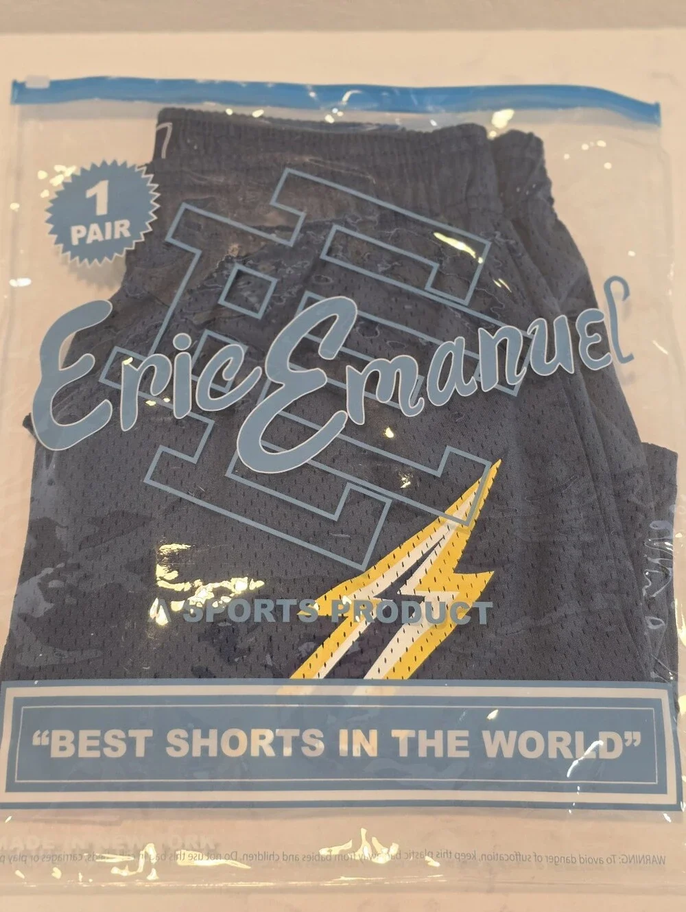 ERIC EMANUEL- EE Basic Shorts- Bolt Pattern/Dark Denim/Yellow